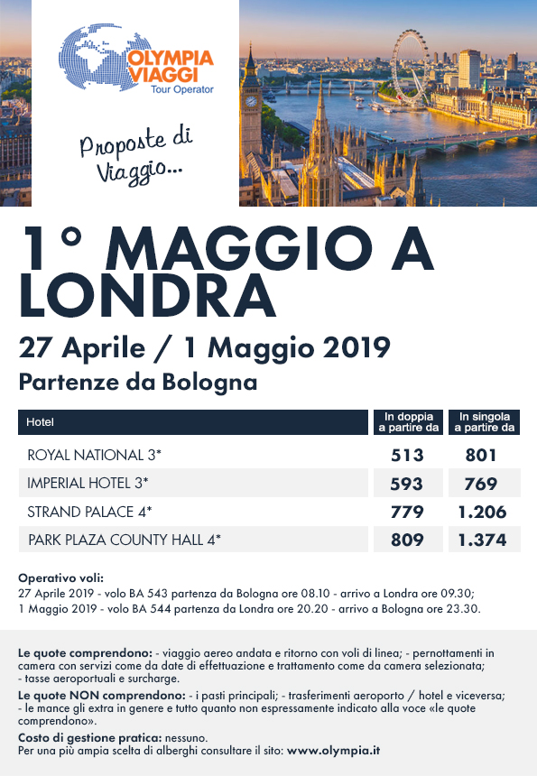 1° Maggio a Londra partenze da Bologna