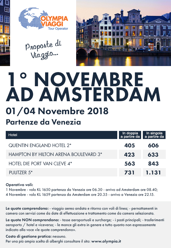 1° Novembre ad Amsterdam partenze da Venezia