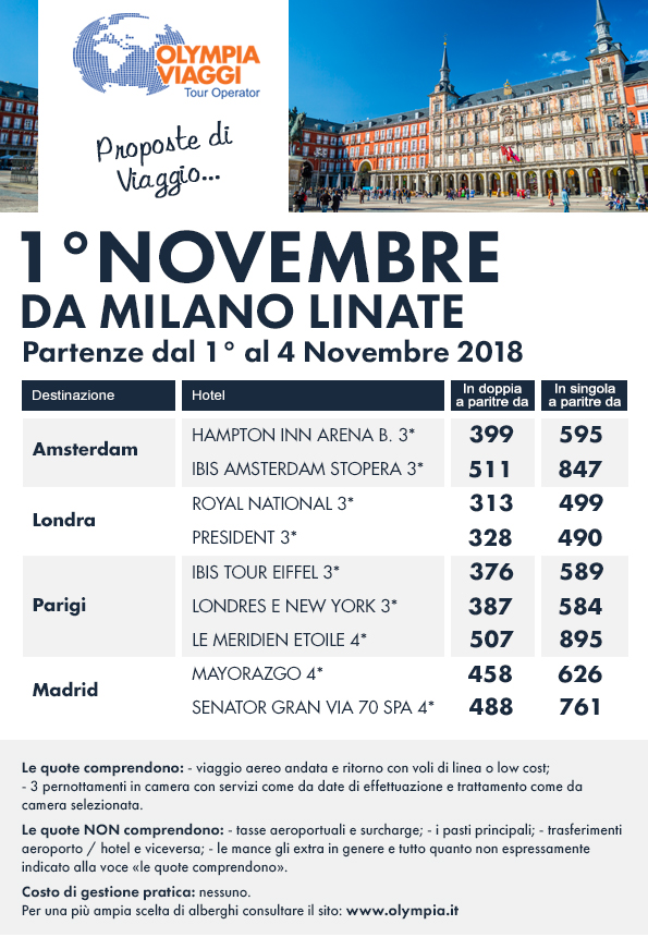 1° Novembre da Milano Linate