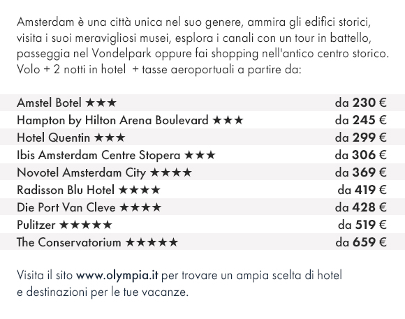 Primavera ad Amsterdam con Olympia Viaggi, prenota i nostri migliori hotel!