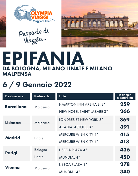 Epifania in Europa, partenze da Bologna e Milano