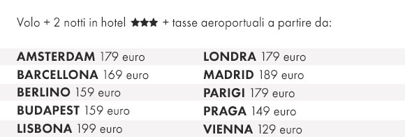 Prenota voli low cost + hotel in Europa con Olympia Viaggi