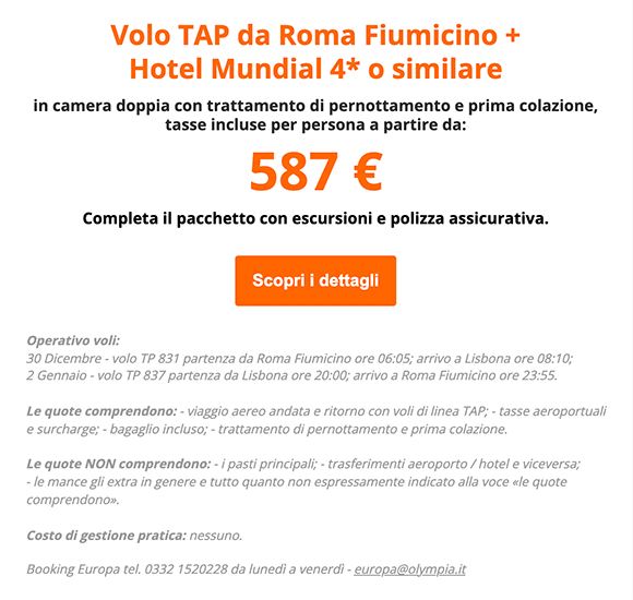 CAPODANNO A LISBONA, partenze da Roma Fiumicino