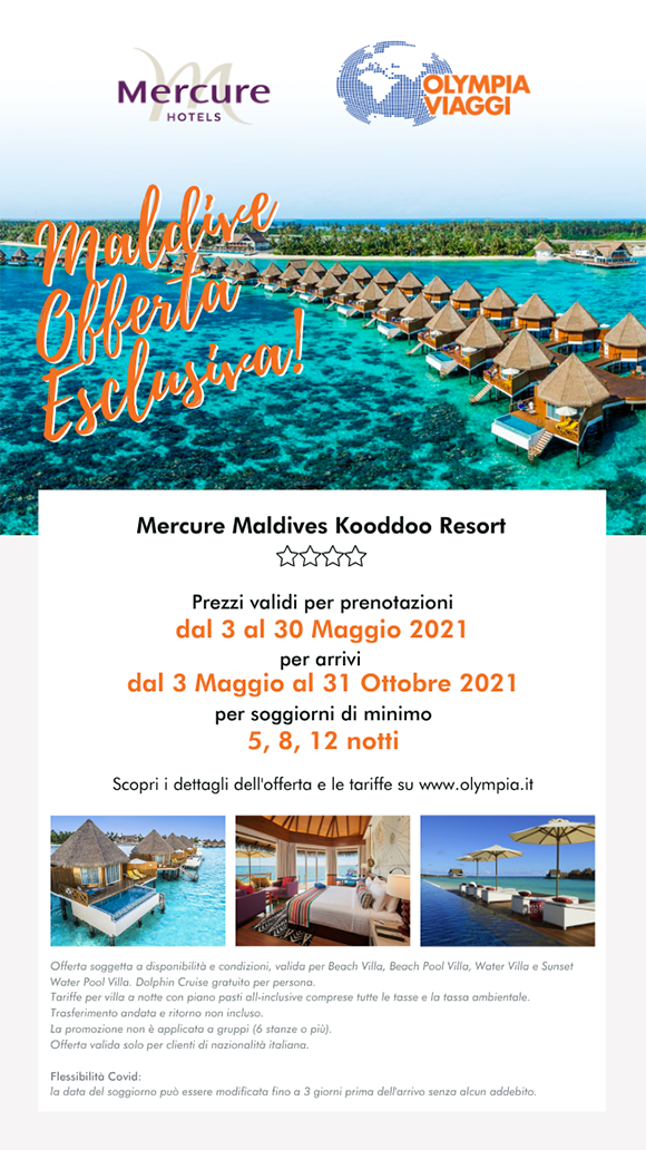 Maldive, offerta speciale Mercure Maldives Kooddoo Resort!