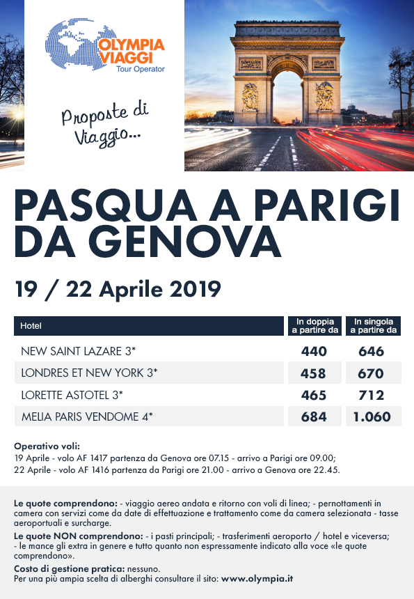 Pasqua a Parigi partenze da Genova